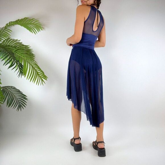 Vintage Y2K Blue Floral Fairycore Dance Leotard Rave Dress Costume / Size: Small - Picture 3 of 5